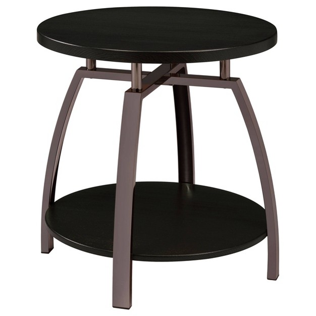 Dacre Round End Table Charcoal black Nickel Coaster