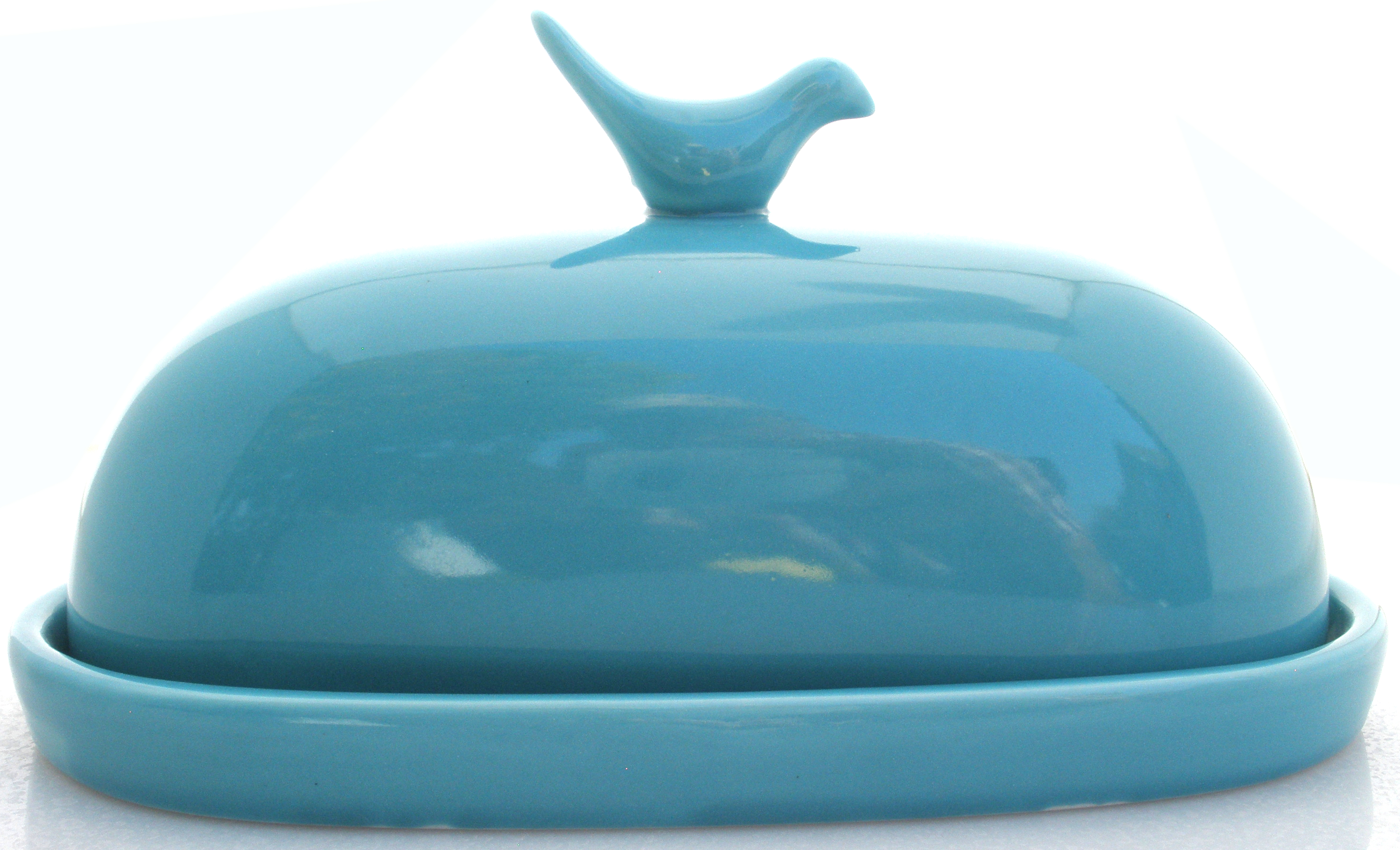 JBK Pottery Hummingbird Butter Dish - Teal