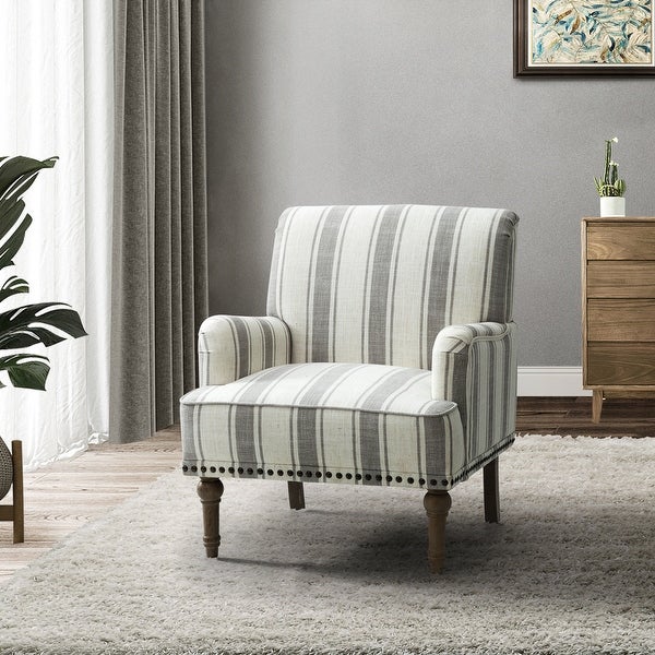 Geltrude Upholstered Farmhouse Nailheads Arm Chair with Spindle Legs by HULALA HOME