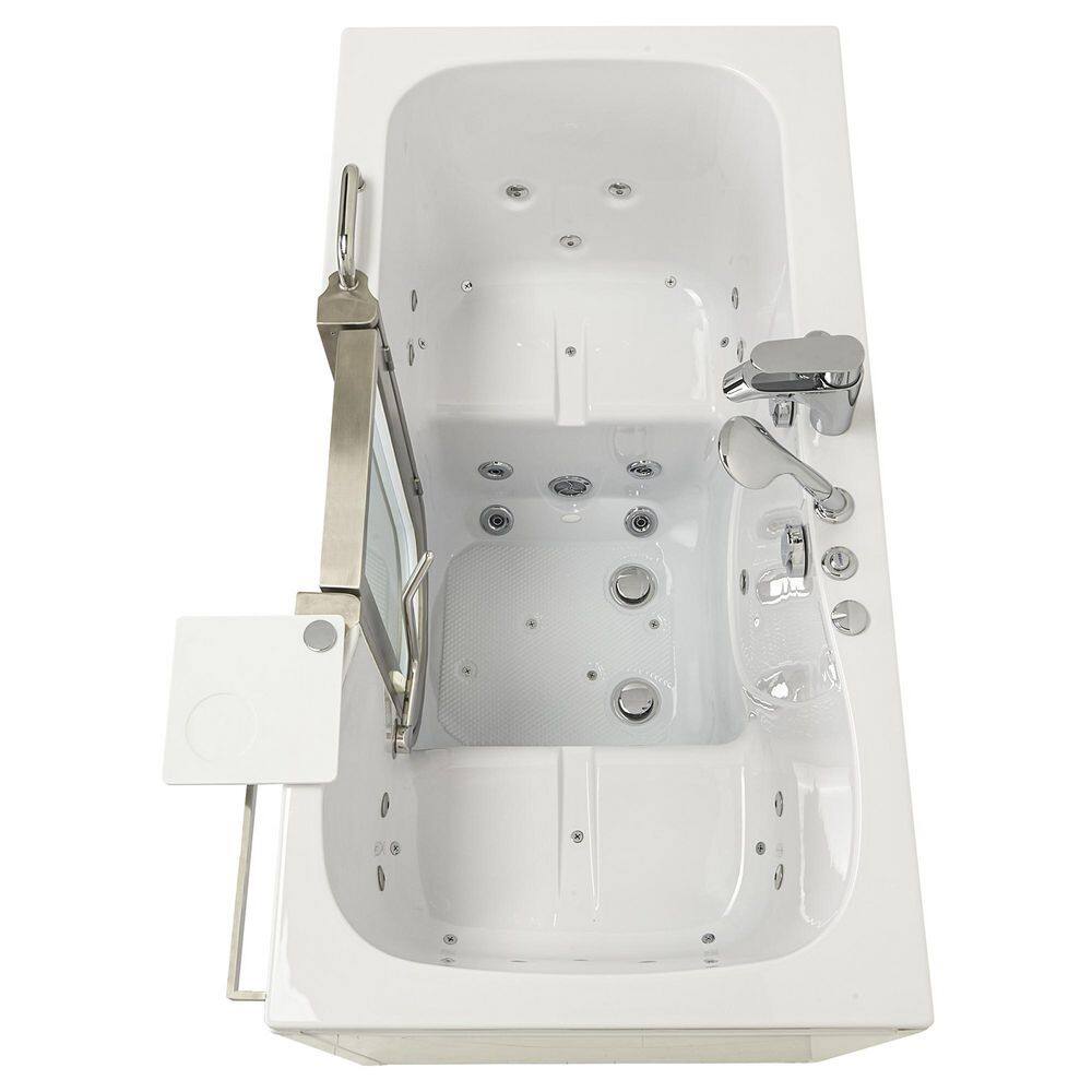 Ella Companion 2 Seat 60 in. Walk-In Whirlpool and Air Bath Bathtub in White Center Door Faucet SetCenter 2 in. Dual Drain 93085-HB