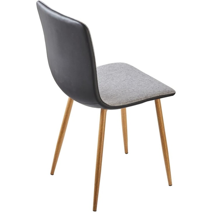 Scandinavian Dining Chair with Comfy Grey Fabric Cushion PU Back Sturdy Oak Legs