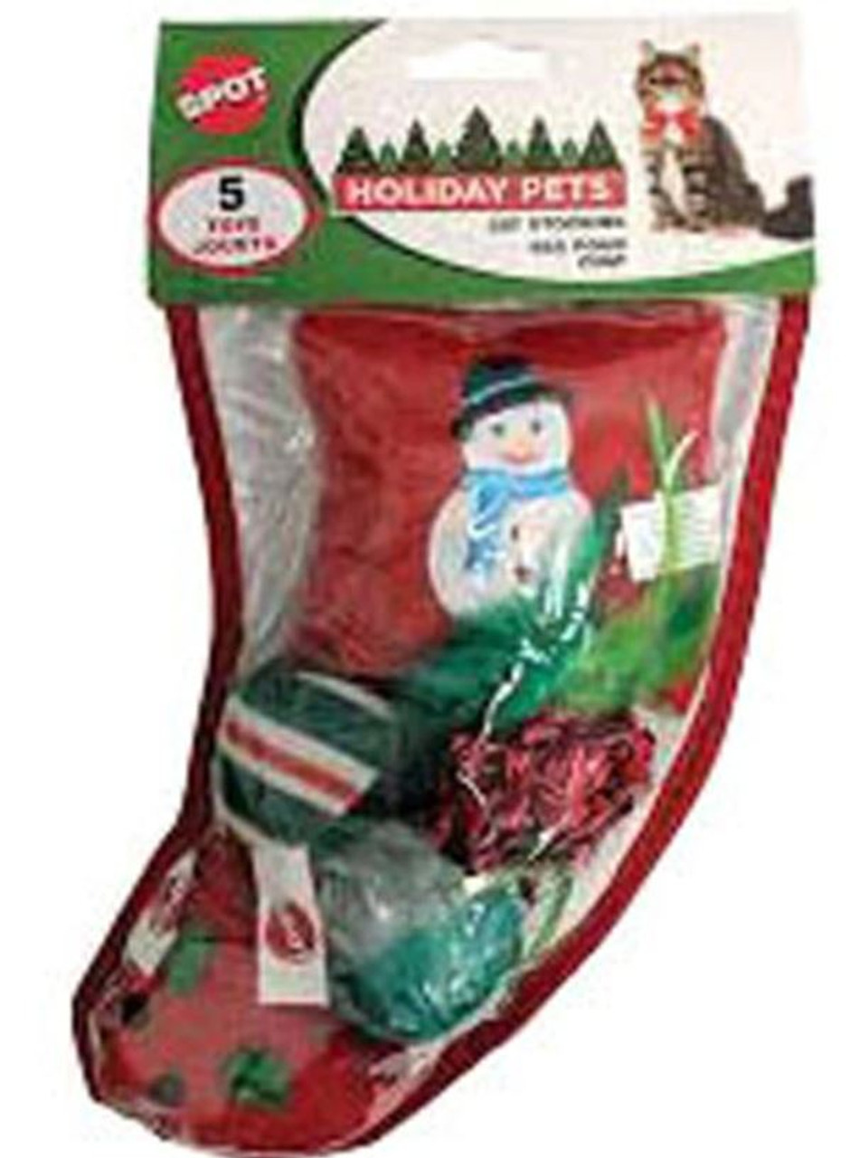 Spot Holiday Christmas Cat Toy Stocking， Small， 5 Piece