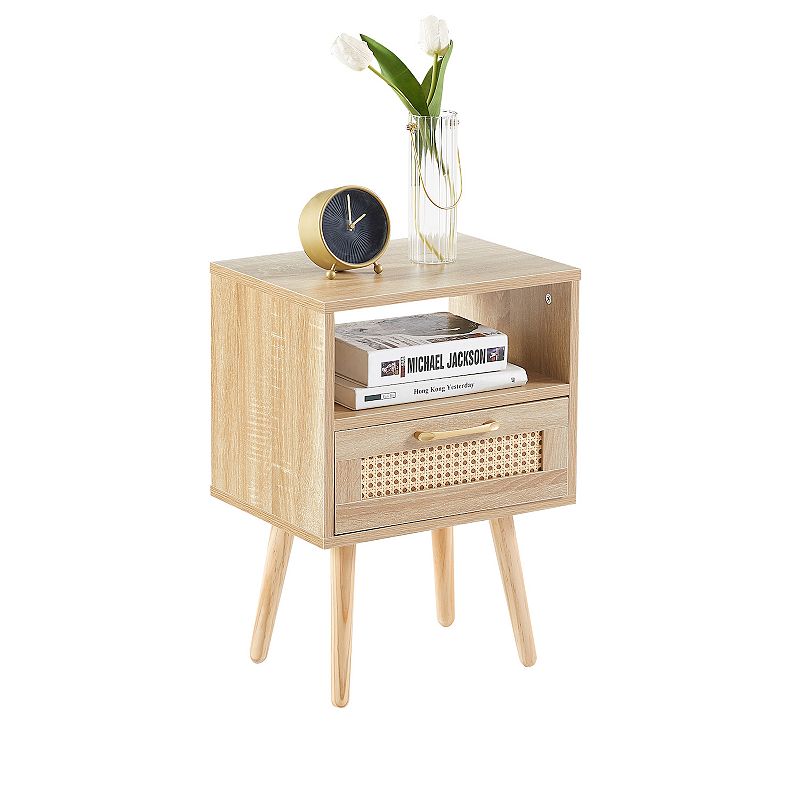 Merax Rattan End table ， Modern nightstand