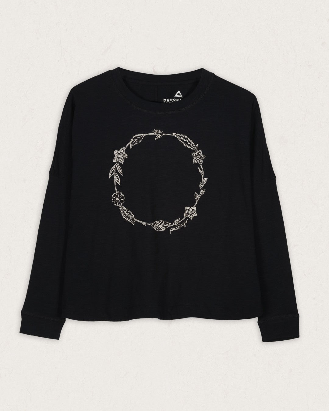 Daisy Chain Recycled Cotton LS T-Shirt - Black