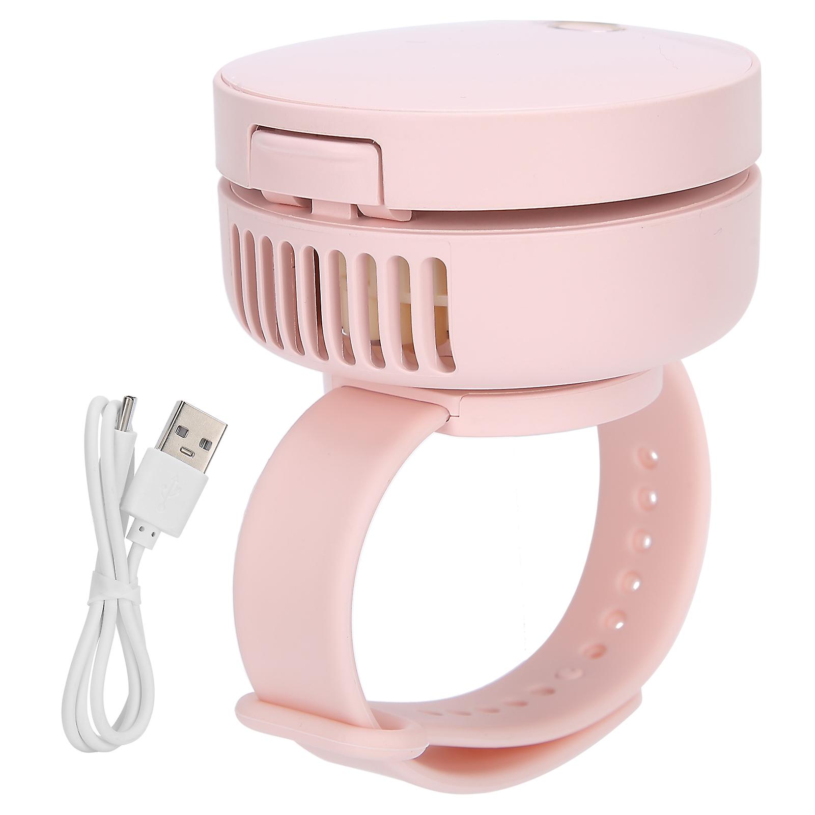 Usb Charging Lovely Wrist Fan 3 Gear Wind Power Portable Handheld Fan With Mirrorpink