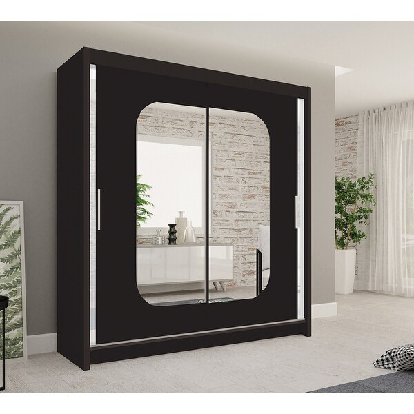 Manchester Modern Wooden Wardrobe - Armoire with Mirror - 59 Inch Wide - - 36339122