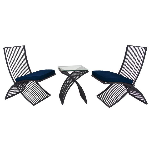 3pc Eclectic Metal Outdoor Seating Set Black Olivia amp May