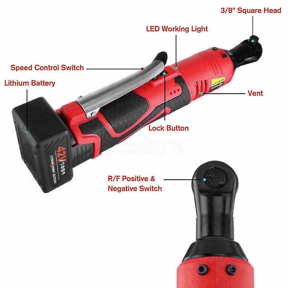 Naiwang Wenxing Electric Wrench 3/8#39;#39; 12/42v 90 45/60nm Right Ratchet Angle Wrench Power Tool With 2 Batteriies Charger Uk/us/eu Plug