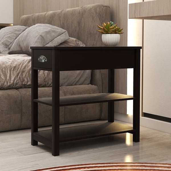 Narrow Side Table with Drawers in Flip Over Design