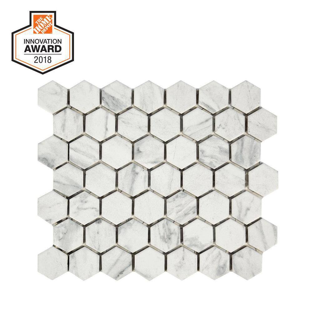 Lifeproof Carrara 10 in. x 12 in. x 6.35mm Ceramic Hexagon Mosaic Floor and Wall Tile (9.72 sq. ft.Case) LP5015HEXHD1P2