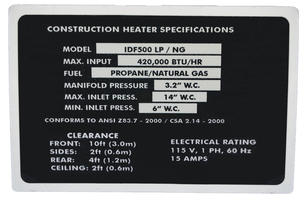 Indirect Fired 420k BTU Portable Heater System (LP/NG) ;