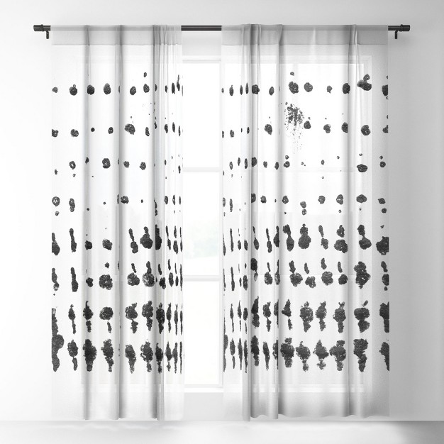 Galleryj9 Medium Dots Pattern Black And White Distressed Texture Abstract Single Panel Sheer Window Curtain Society6