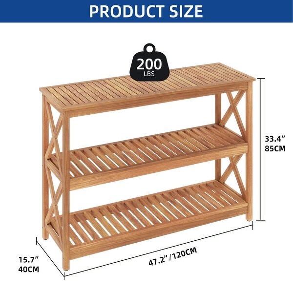 Moasis 3Tier Solid Wood Console Table AllWeather Resistant with Storage Shelves