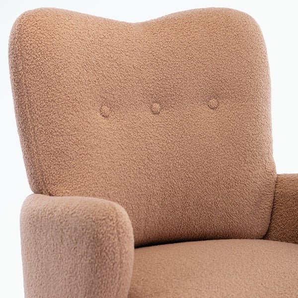 Teddy Short Plush Particle Armchair， with Golden Metal Legs