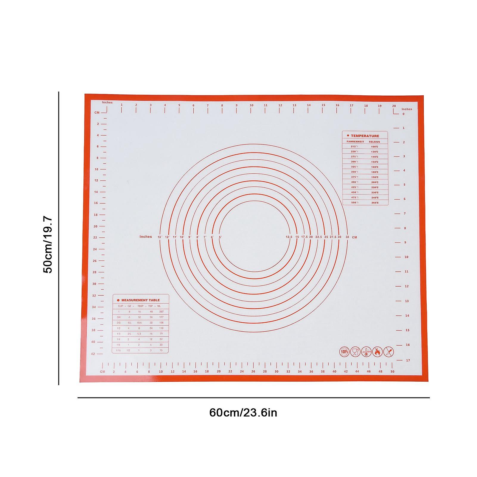 Silicone Pastry Mat， Silicone Baking Mat With Measurements Fondant Rolling Dough Pie Crust Pizza Cookies For Home Kitchen[ Red]