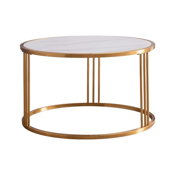 Golden stainless steel frame coffee table