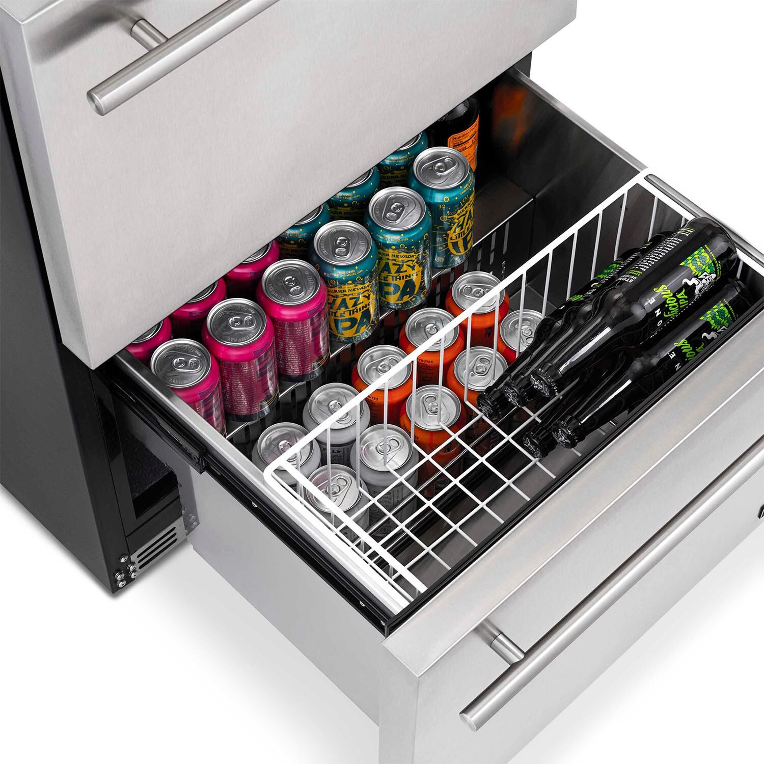 NewAir 24-Inch 4.1 Cu. Ft. Built-in 20 Bottle and 80 Can Dual Drawer Wine and Beverage Fridge