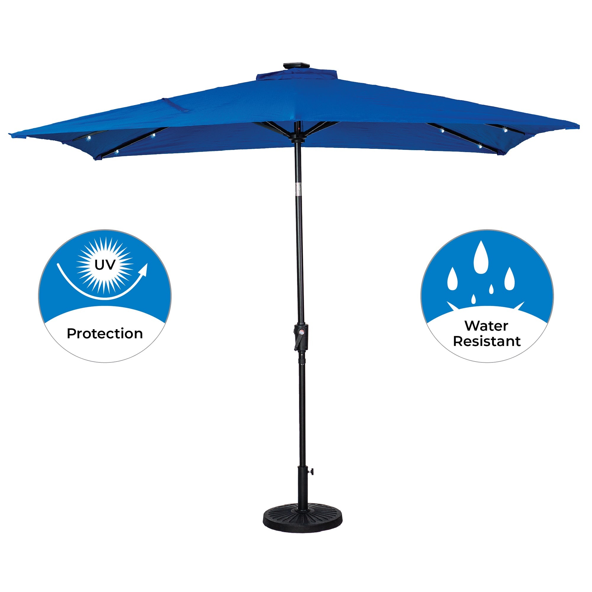 SunRay 9' x 7' Rectangular Patio LED Umbrella Solar Powered w/Crank & Tilt Outdoor Umbrella, Grey