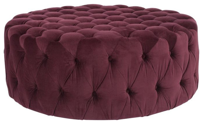 Lorna Tufted Ottoman Bordeaux   Transitional   Footstools And Ottomans   by Love Sofa  Houzz