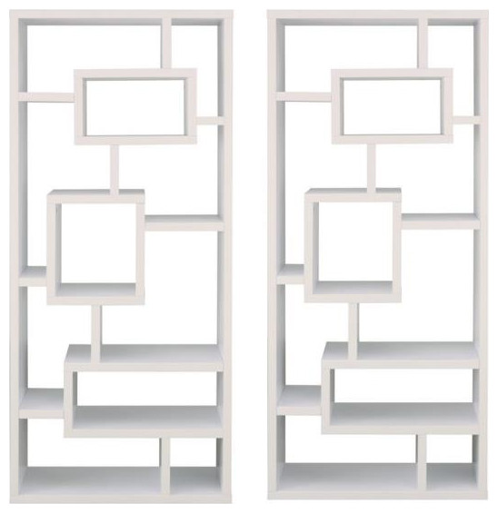 Furniture of America Hazo Modern Wood Open Bookcase in White Set of 2   Transitional   Bookcases   by Homesquare  Houzz