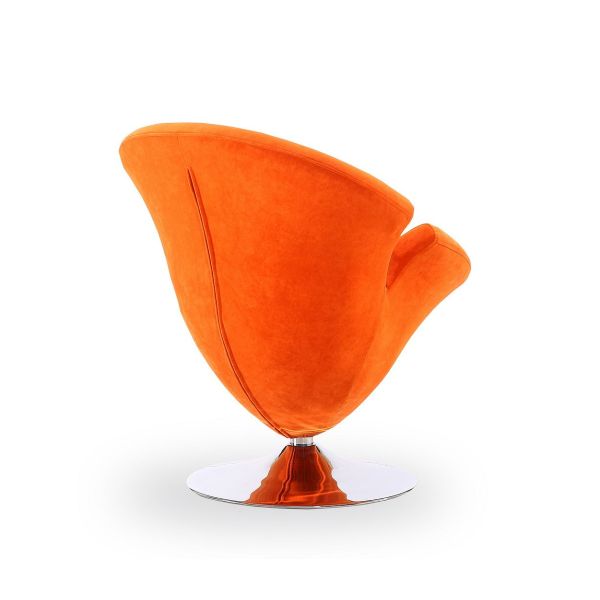 Tulip Swivel Accent Chair in Orange and Polished Chrome