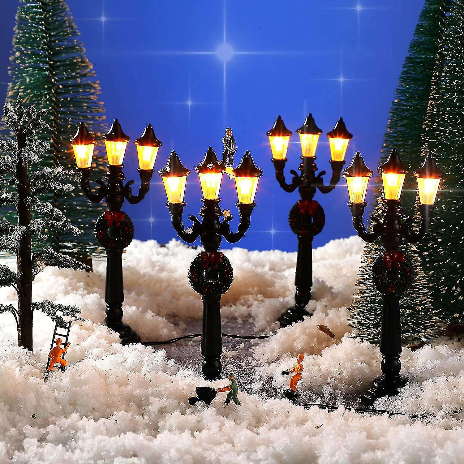 4pc Mini Christmas Lamp Post Train Lamp Miniature Street Lamp