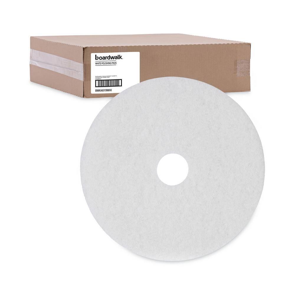 Boardwalk 19 in. Diameter White Polishing Floor Pads (5-Pack) BWK4019WHI