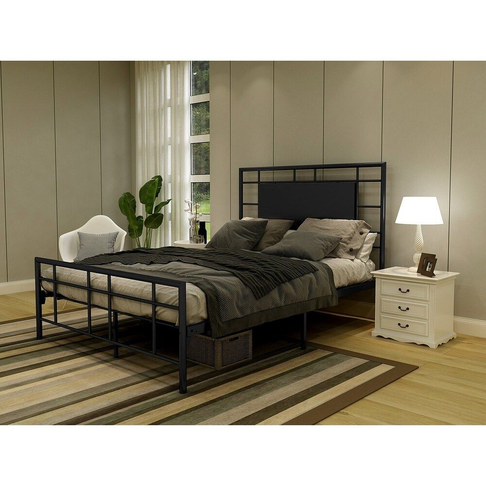 Goutwel Metal Platform Bed Frame with Headboard and Footboard