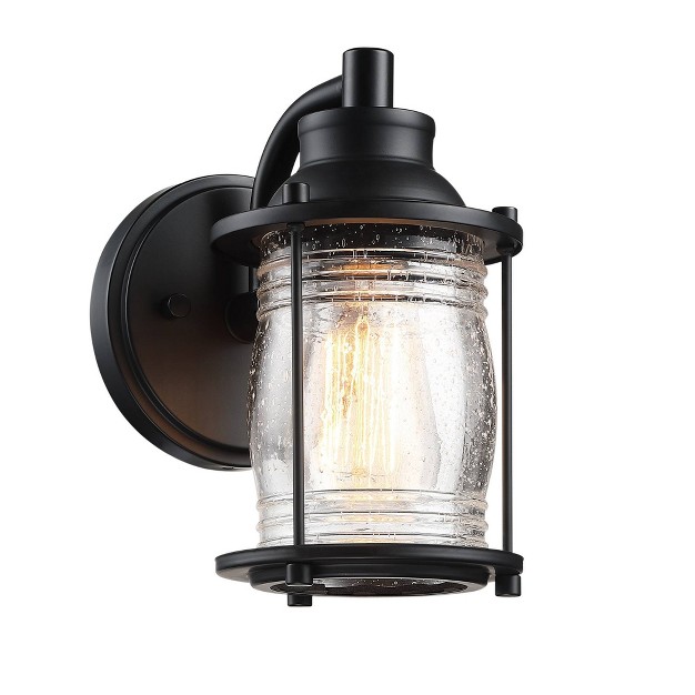 Outdoor Wall Light With Glass Shade Black Wellfor