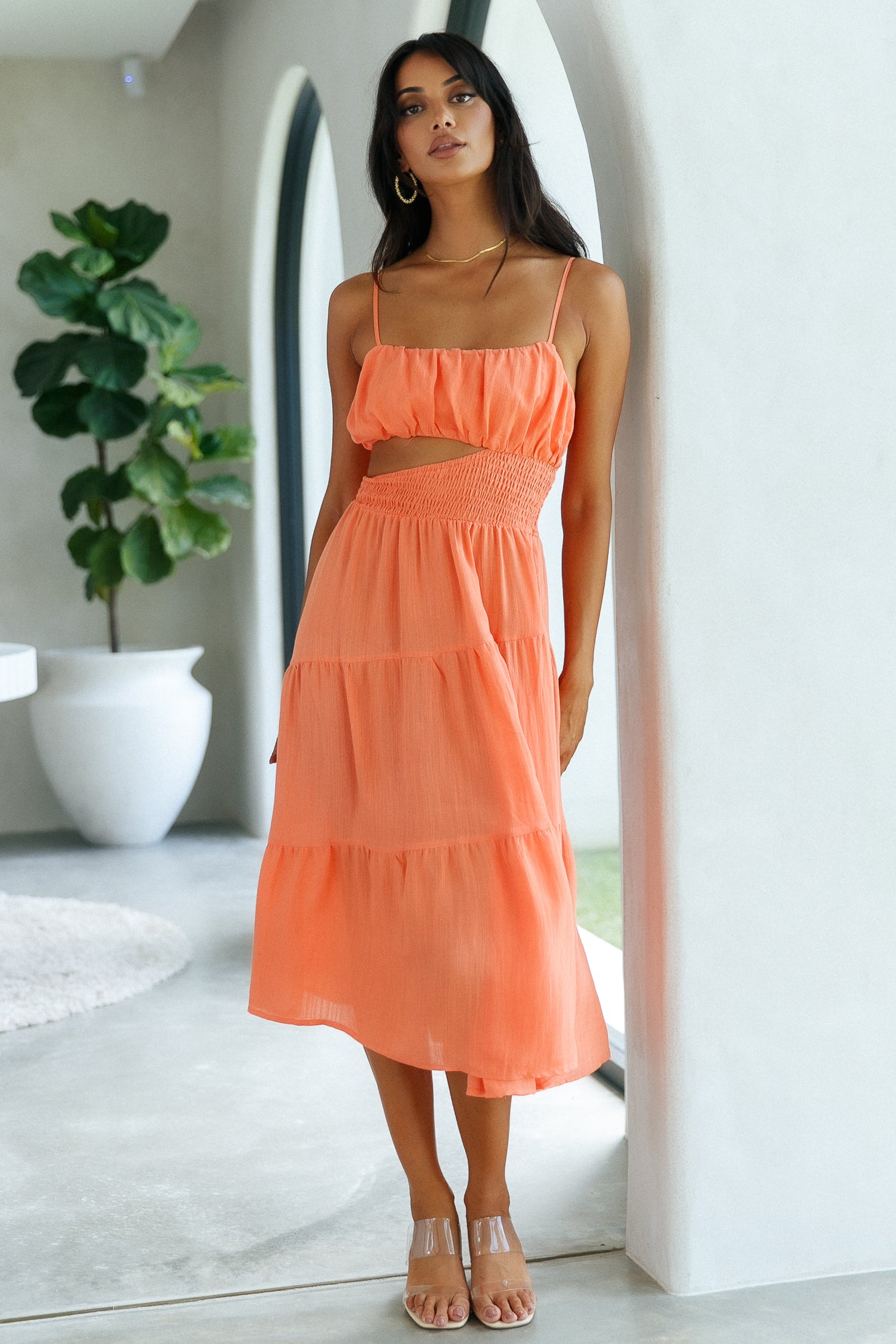 Get Lost In Your Eyes Midi Dress Orange