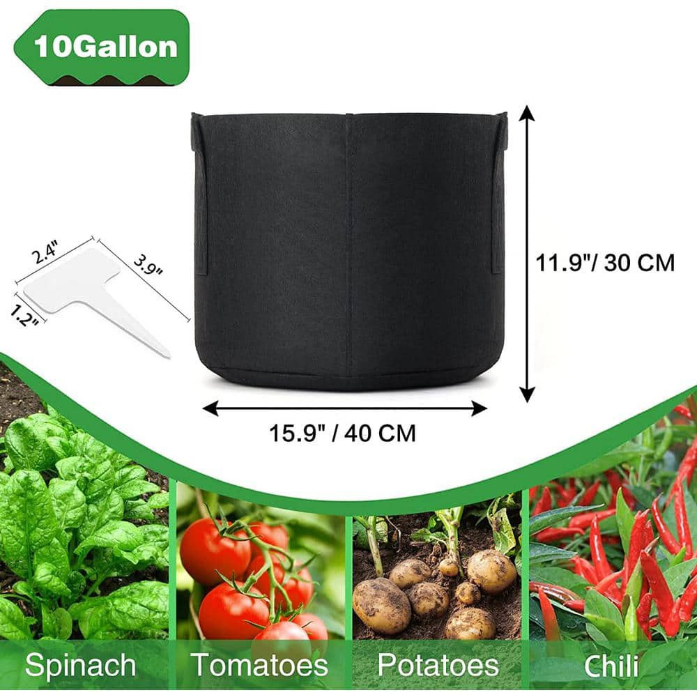 10-gallon， non-woven grow bag with sturdy handle and shrink cord (pack of 6) B09YQXLY1J