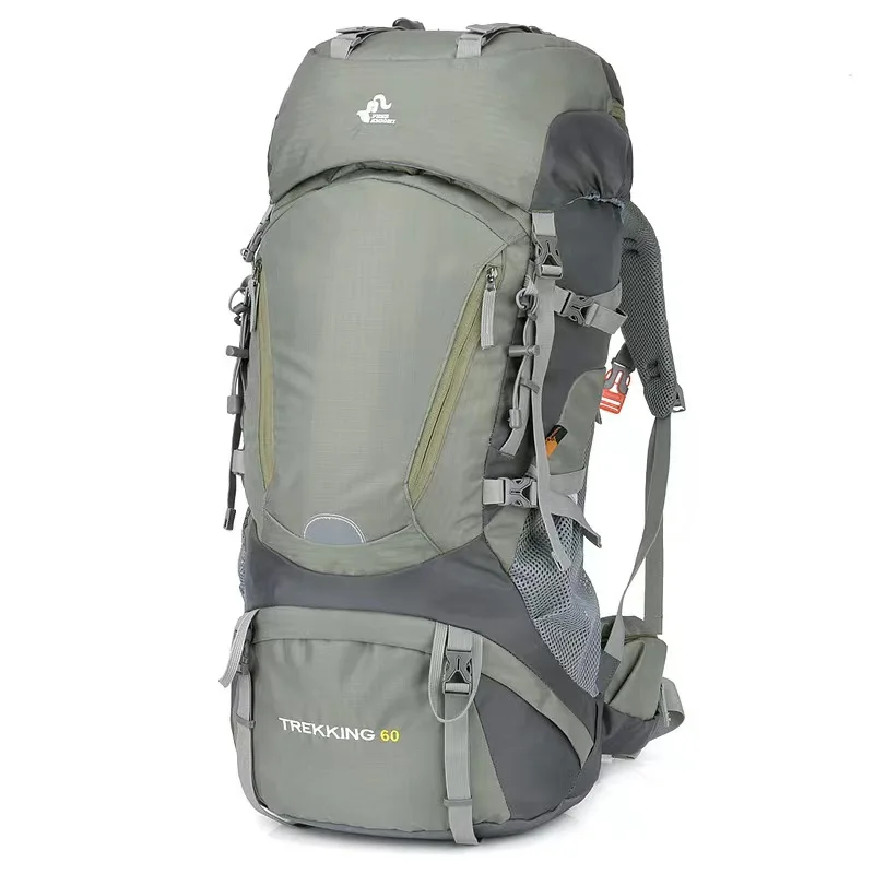 Hot men and women's new outdoor hiking bag 60L camping hiking backpack to send rain cover