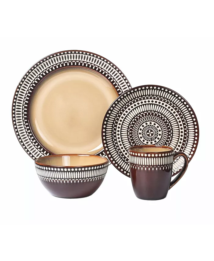 Lorren Home Trends 16 Piece Glazed Dinnerware