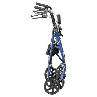 Drive Medical Four Wheel Rollator Rolling Walker with Fold Up Removable Back Support Blue 10257bl-1