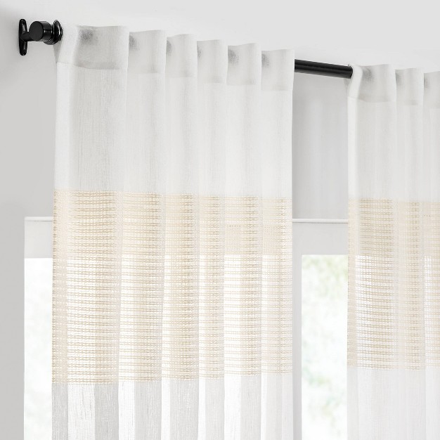 Light Filtering Gilson Striped Window Curtain Panel Ivory Mercantile