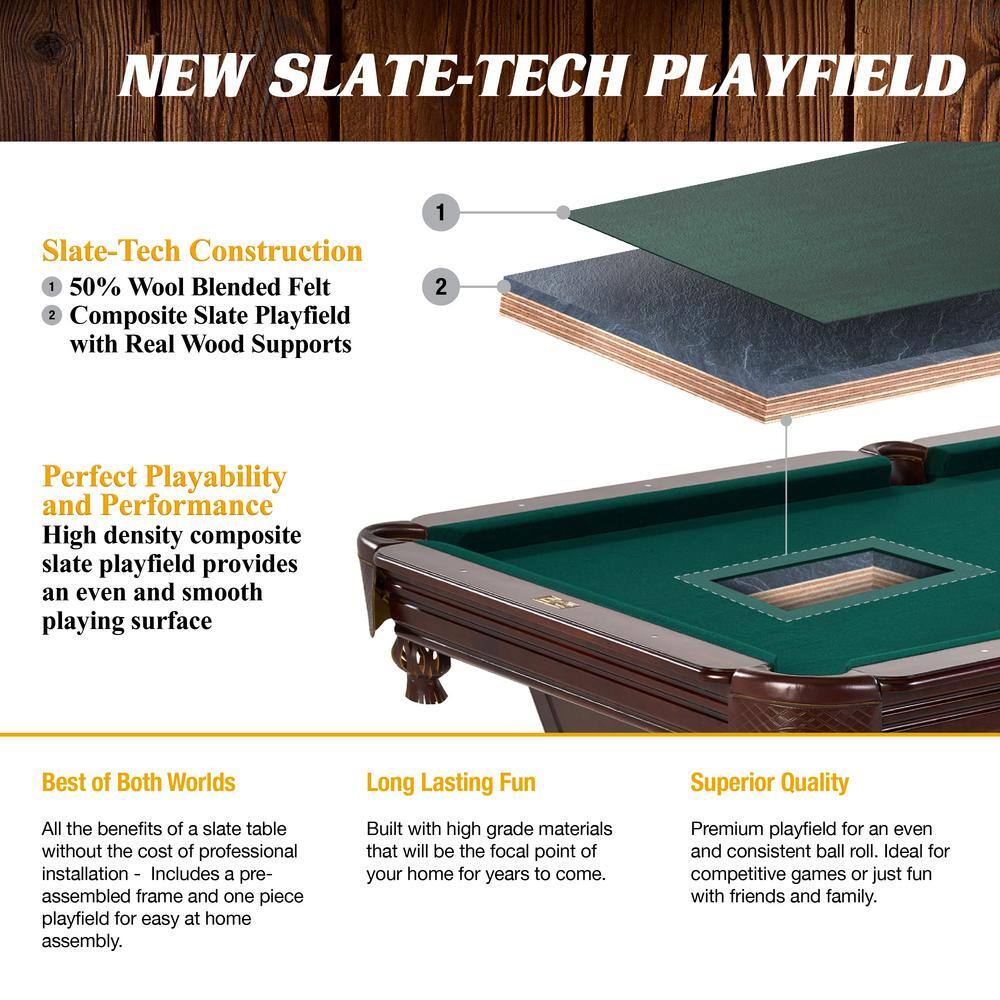 Barrington Premium 100 in. Slate-Tech Billiard Table Set with Canadian Maple Cues Rack Balls Brush and Chalk BL100Y22002