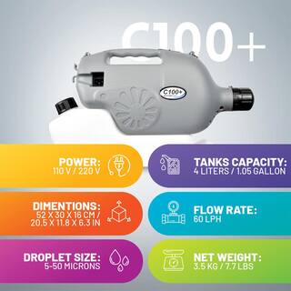 VECTORFOG C100+ Electric ULV Cold Fogger with 4 l (1 Gal.) Tank - 110-Volt with Adjustable Droplet Size VDHK-FUB411