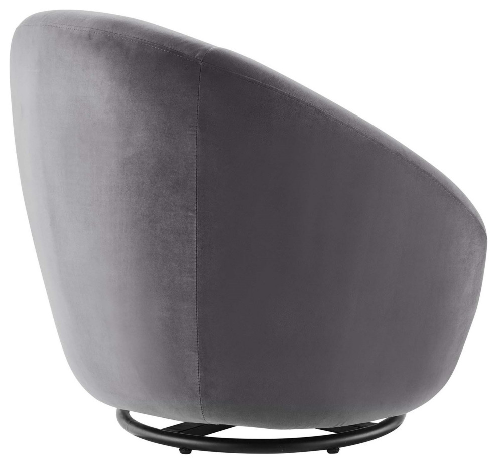 Contemporary Accent Chair  Swiveling Black Base and Rounded Velvet Seat   Transitional   Armchairs And Accent Chairs   by Declusia  Houzz