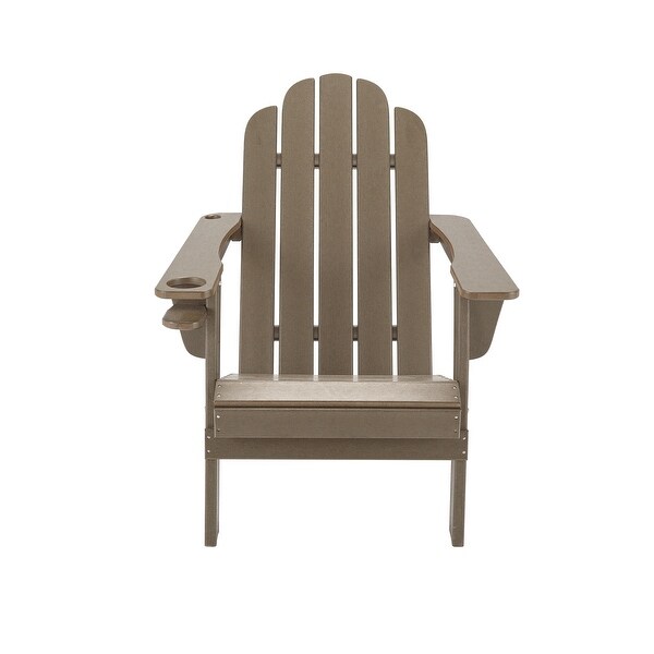 Casainc Traditional Curveback Plastic Patio Adirondack Chair with Cup Holder and umbrella holder Outdoor