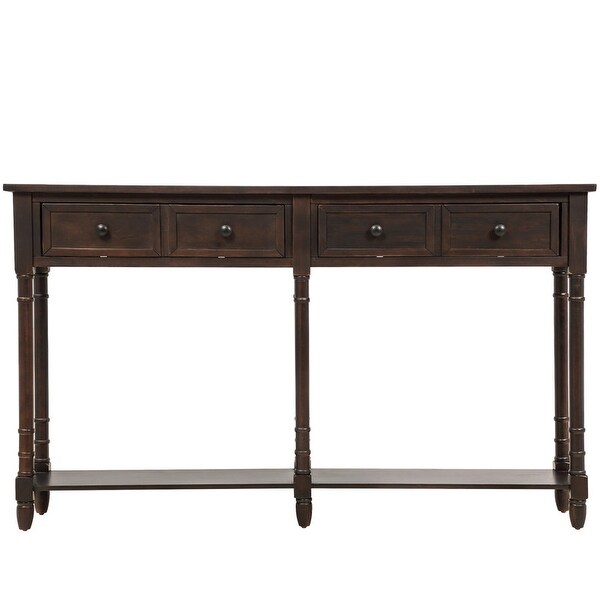 Console Table Sofa Table with 2 Drawers and Bottom Shelf Easy Assembly