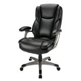 Cressfield Bonded Leather High-Back Executive Chair， Black/Silver， BIFMA Certified