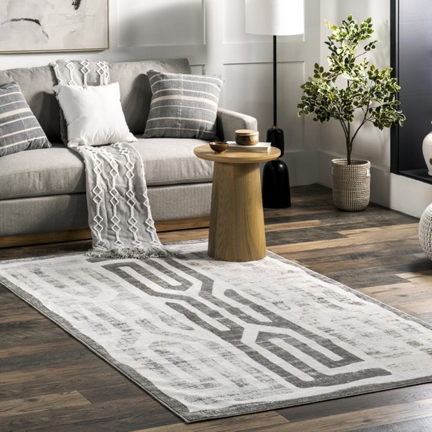 Nuloom Erikka Geometric Stripes Machine Washable Area Rug