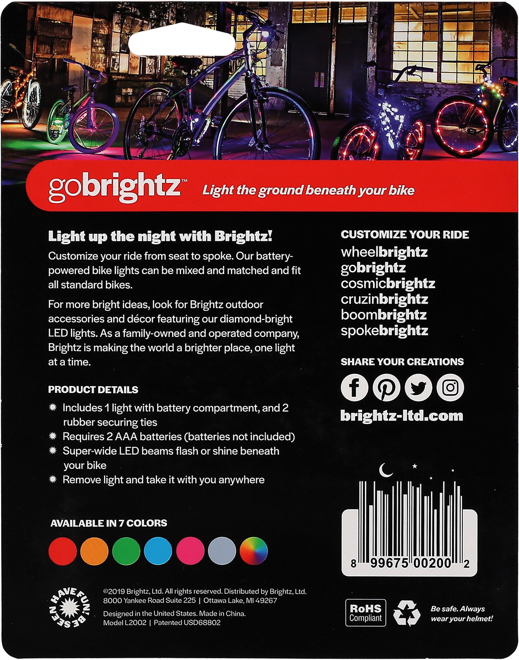 Go Brightz LED Bicycle Accessory Frame Light， Red