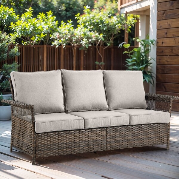 Outdoor Patio Couch Wicker Sofa with Deep Seating