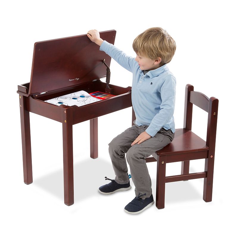 Melissa and Doug Child’s Espresso Wooden Lift-Top Desk and Chair Set