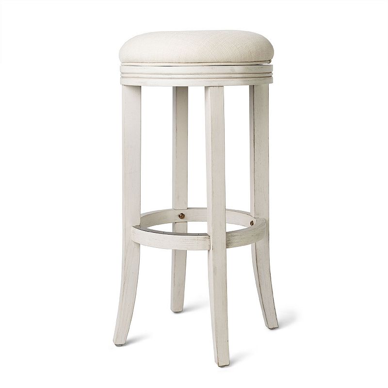 Maven Lane Eva Bar Stool In White Oak Finish W/ Natural Color Fabric Upholstery