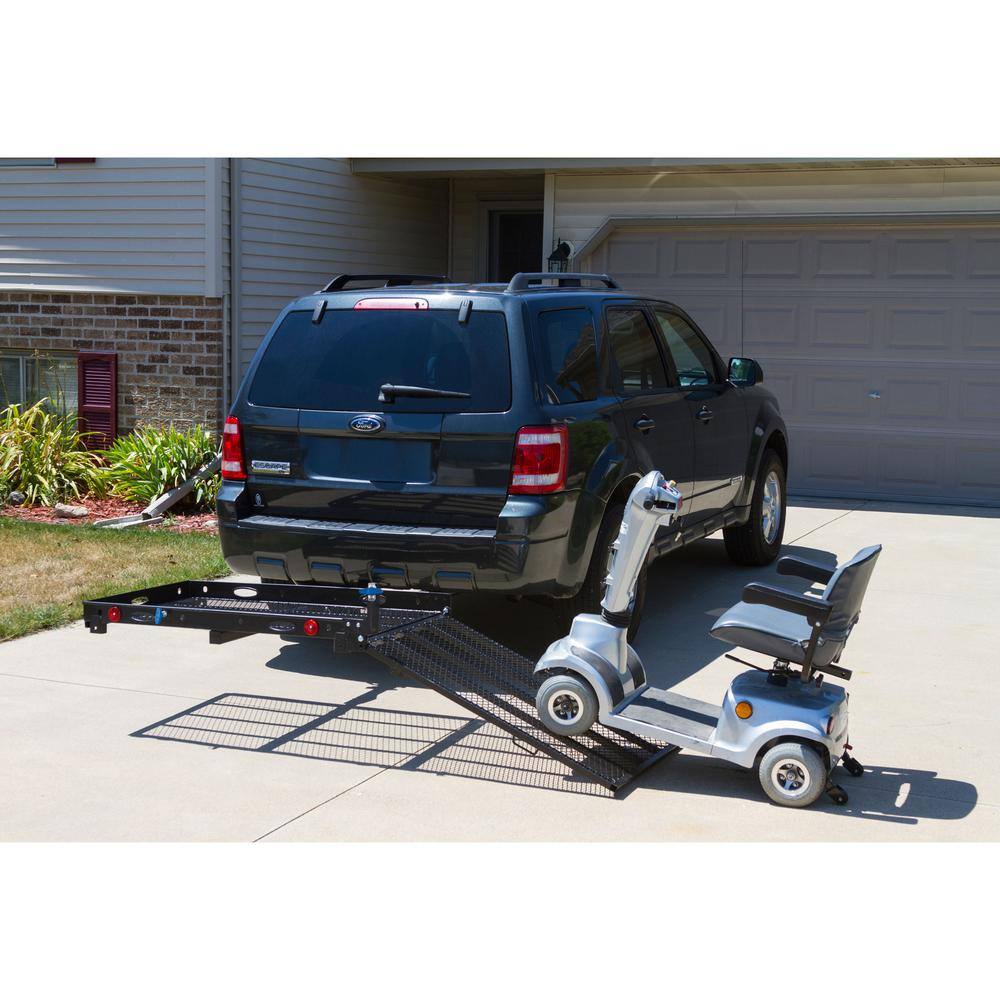 SILVER SPRING 500 lbs. Capacity Hitch-Mounted Folding Steel Wheelchair or Scooter Carrier with 42 in. L Ramp SC400-V2