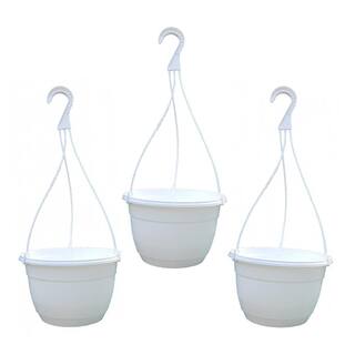 TEKU 10 in. Dia White Plastic Hanging Basket (3-pack) MAN258173