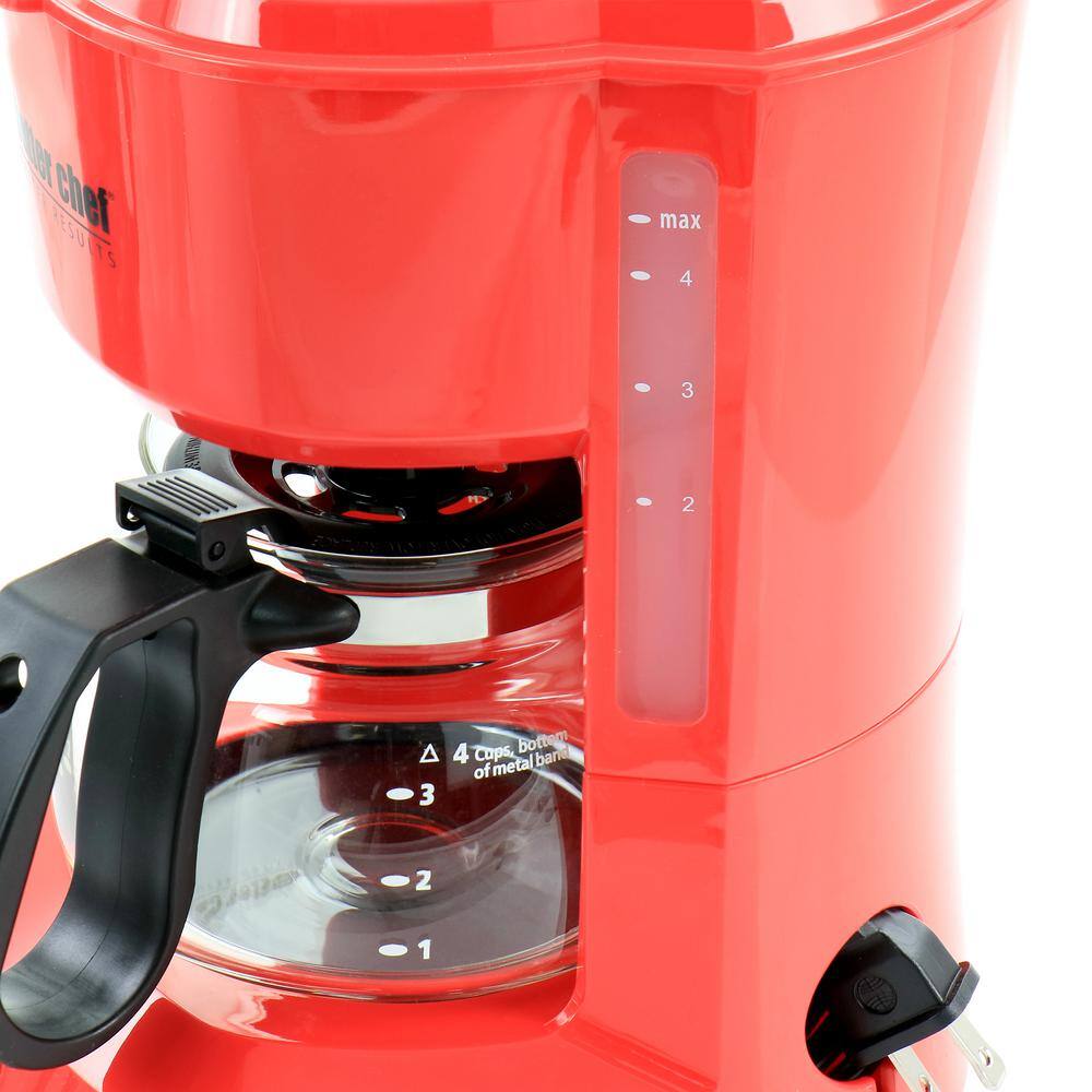 Better Chef 4-Cup Compact Drip Coffee Maker with Removable Filter Basket in Red 985117942M