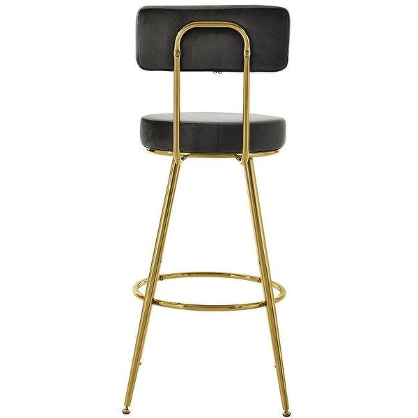 Modern Velvet Upholstered Bar Stools with Back， Set of 4